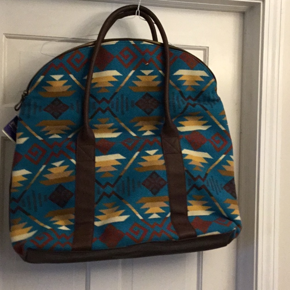 Pendleton leather/wool blanket duffle